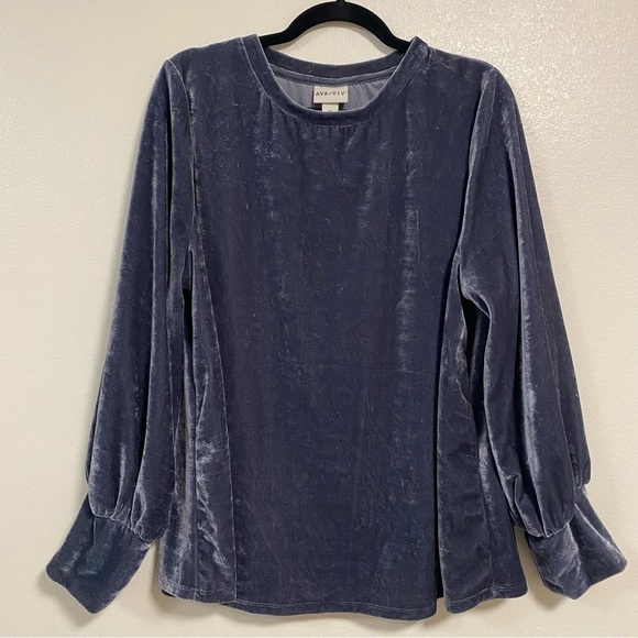 Ava & Viv Crushed Velvet Long Sleeve Top Size 1X - Picture 5 of 9